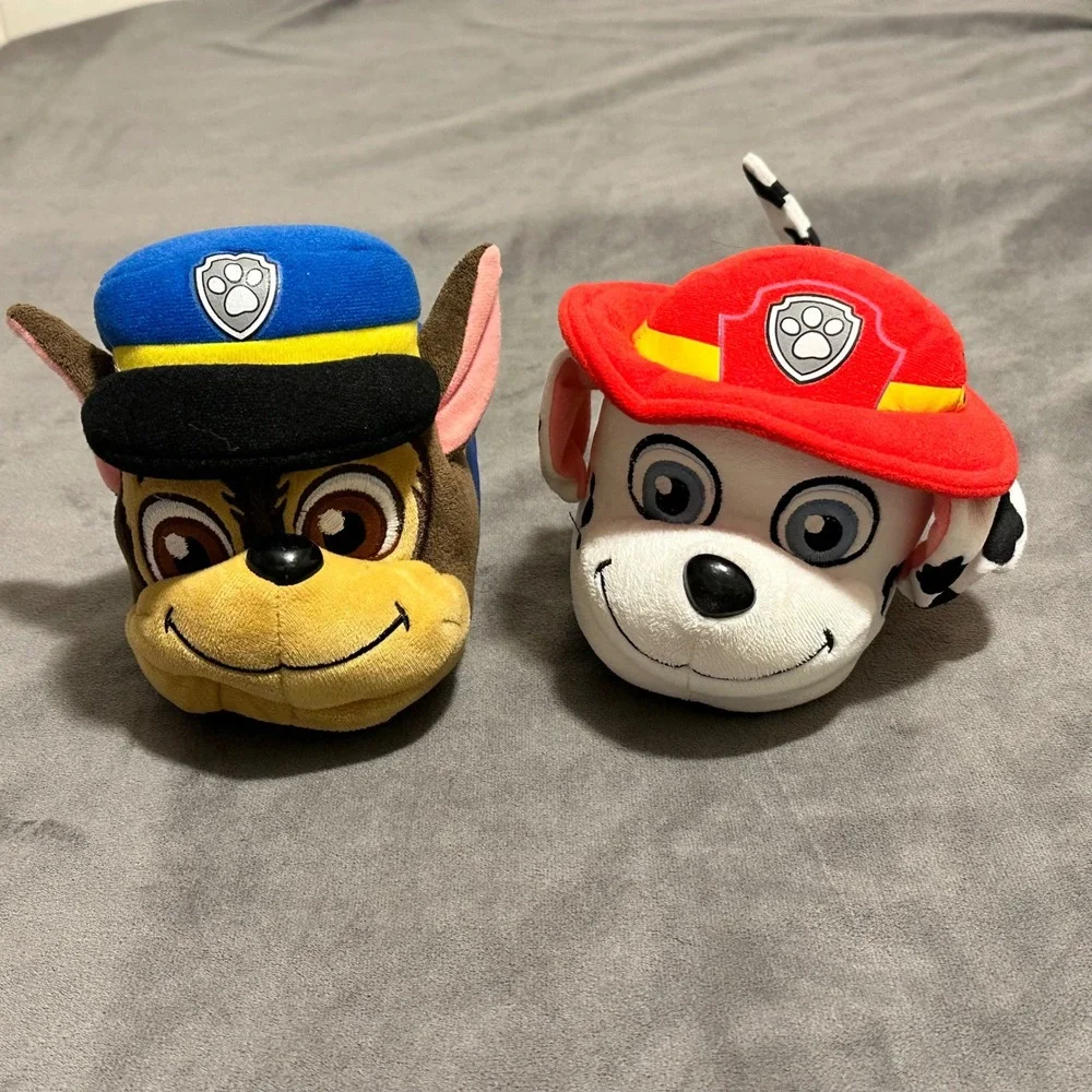 Paw Patrol Chase Marshall Toddler Plush Slippers Blue Red Size 11/12